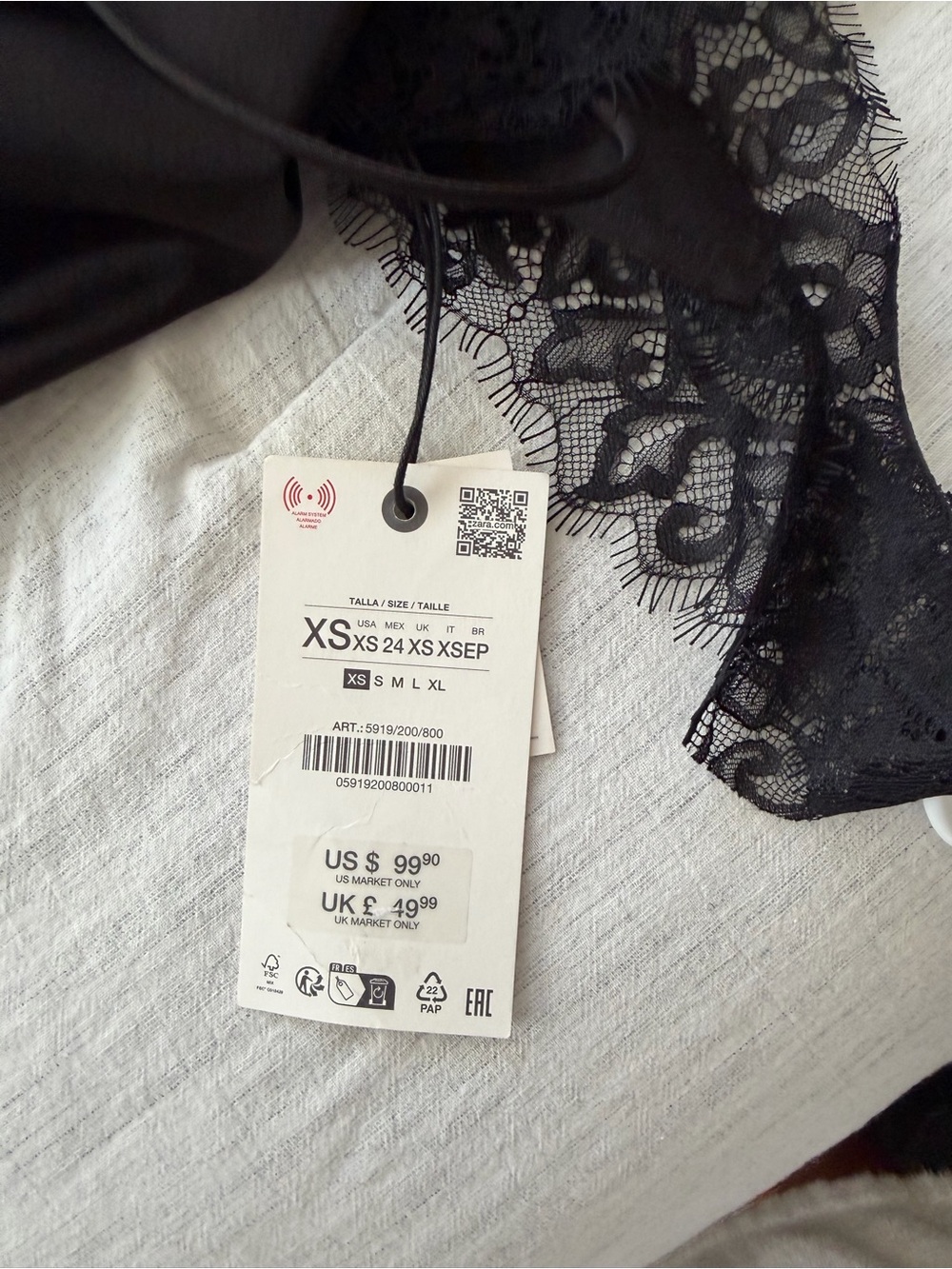 Zara Black Asymmetrical Lace-Trim Slip Dress - Picture 3 of 3